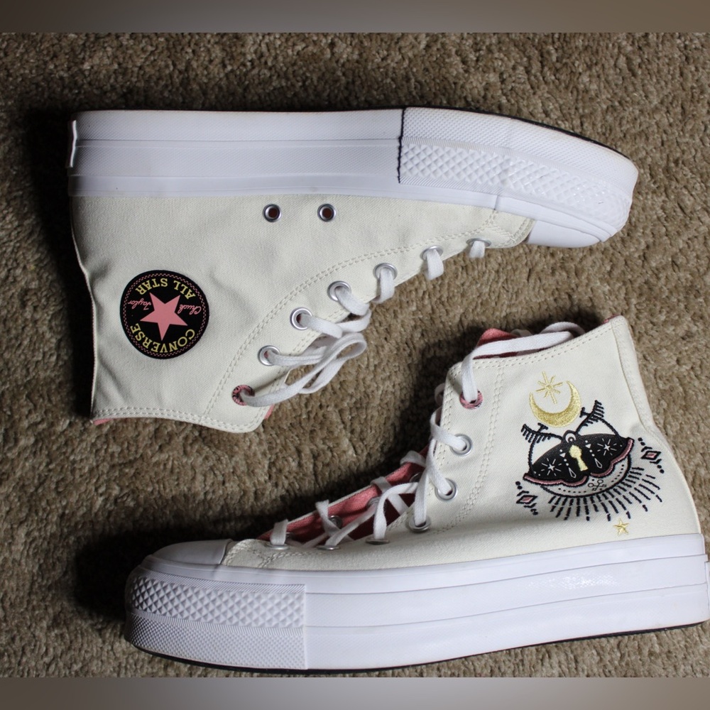 Womens Converse Chuck Taylor All Star Hi Lift Boho Embroidery Sneaker Size 9
